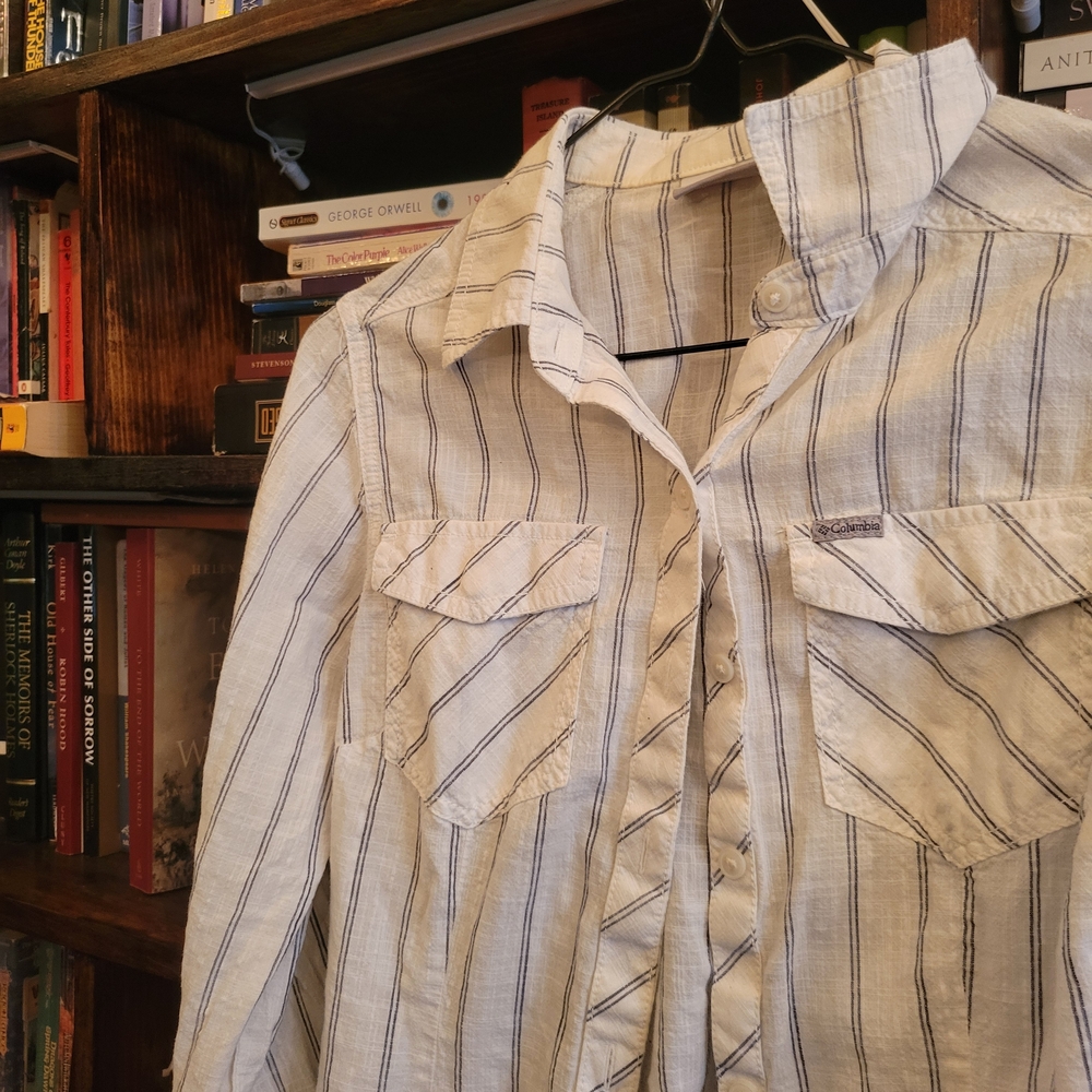 Classic White and Blue Striped Button Down Shirt
